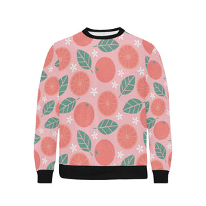 Grapefruit leaves flower pink background Men's Crew Neck Sweatshirt