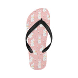 Cute white rabbit flower pink background Unisex Flip Flops