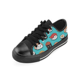 Cute sushi pattern Men's Low Top Canvas Shoes Black