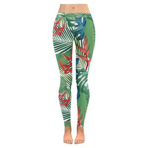 heliconia palm and monstera  leaves pattern Women's Legging Fulfilled In US