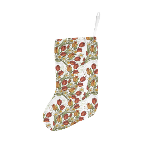 Red tulips and daffodils pattern Christmas Stocking