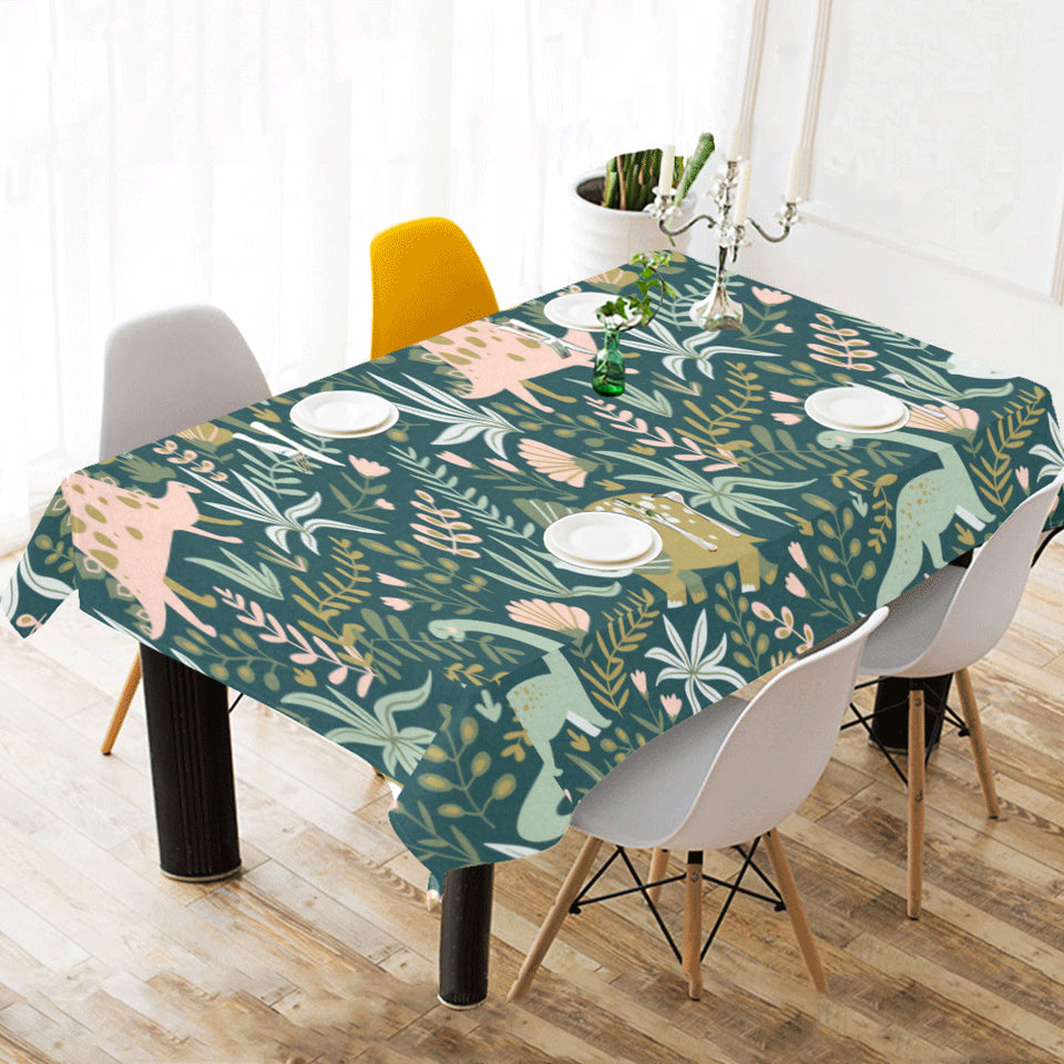 dinosaurs tropical leaves flower pattern Tablecloth