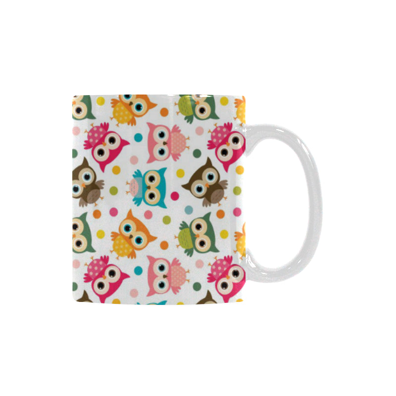 Color cute owl pattern Classical White Mug (Fulfilled In US)