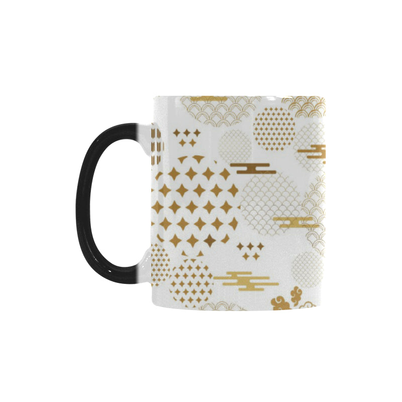 Beautiful gold japanese pattern Morphing Mug Heat Changing Mug