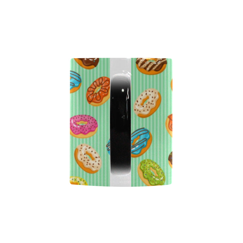 Colorful donut pattern green background Morphing Mug Heat Changing Mug