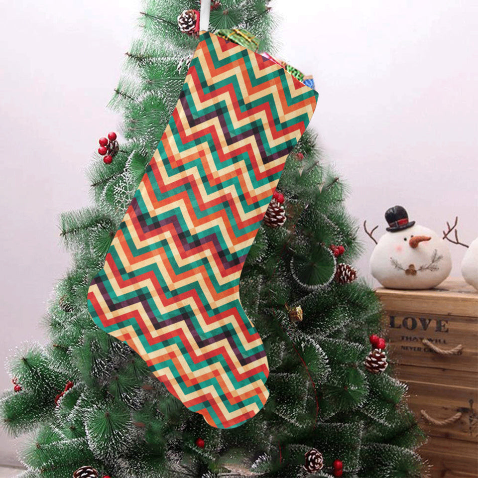 zigzag chevron colorful pattern Christmas Stocking