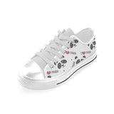 Hand Drawn faces of pandas pattern Men's Low Top Canvas Shoes White