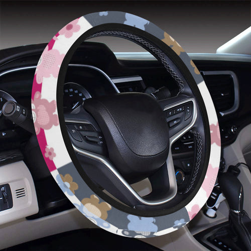Teddy Bear Pattern Print Design 03 Car Steering Wheel Cover