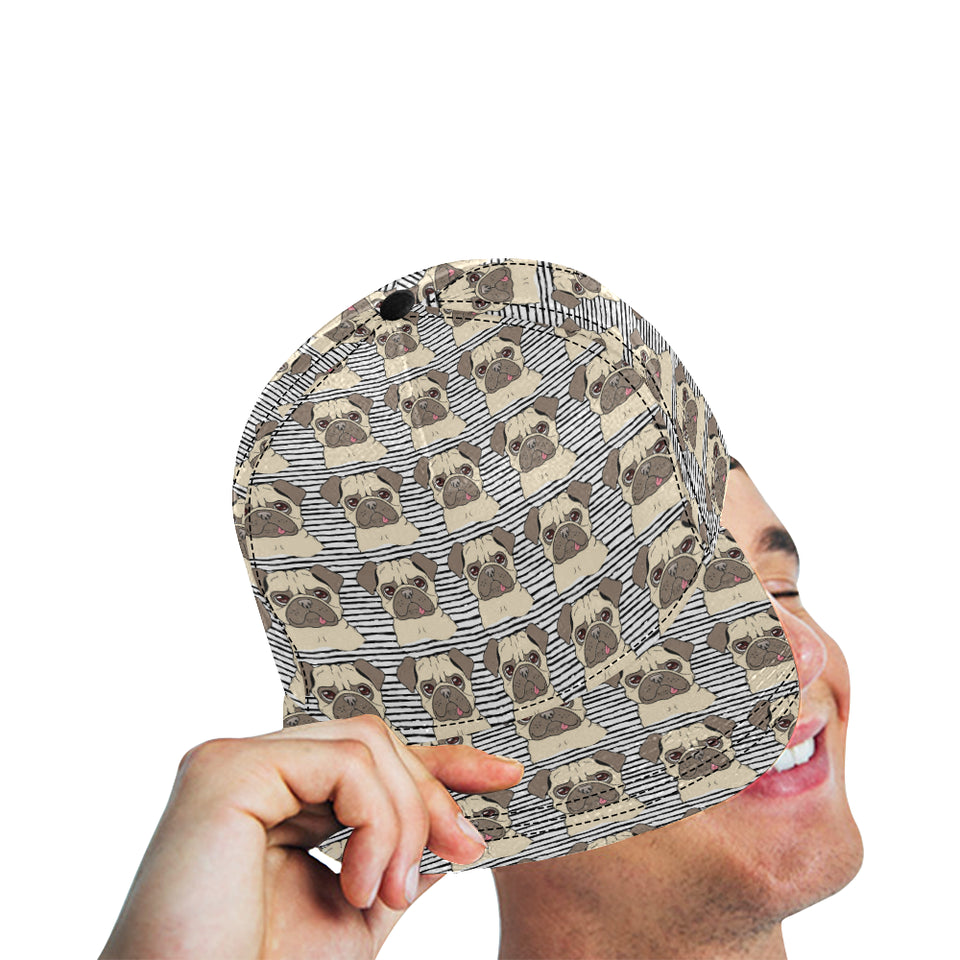 Happy pug pattern All Over Print Snapback Cap