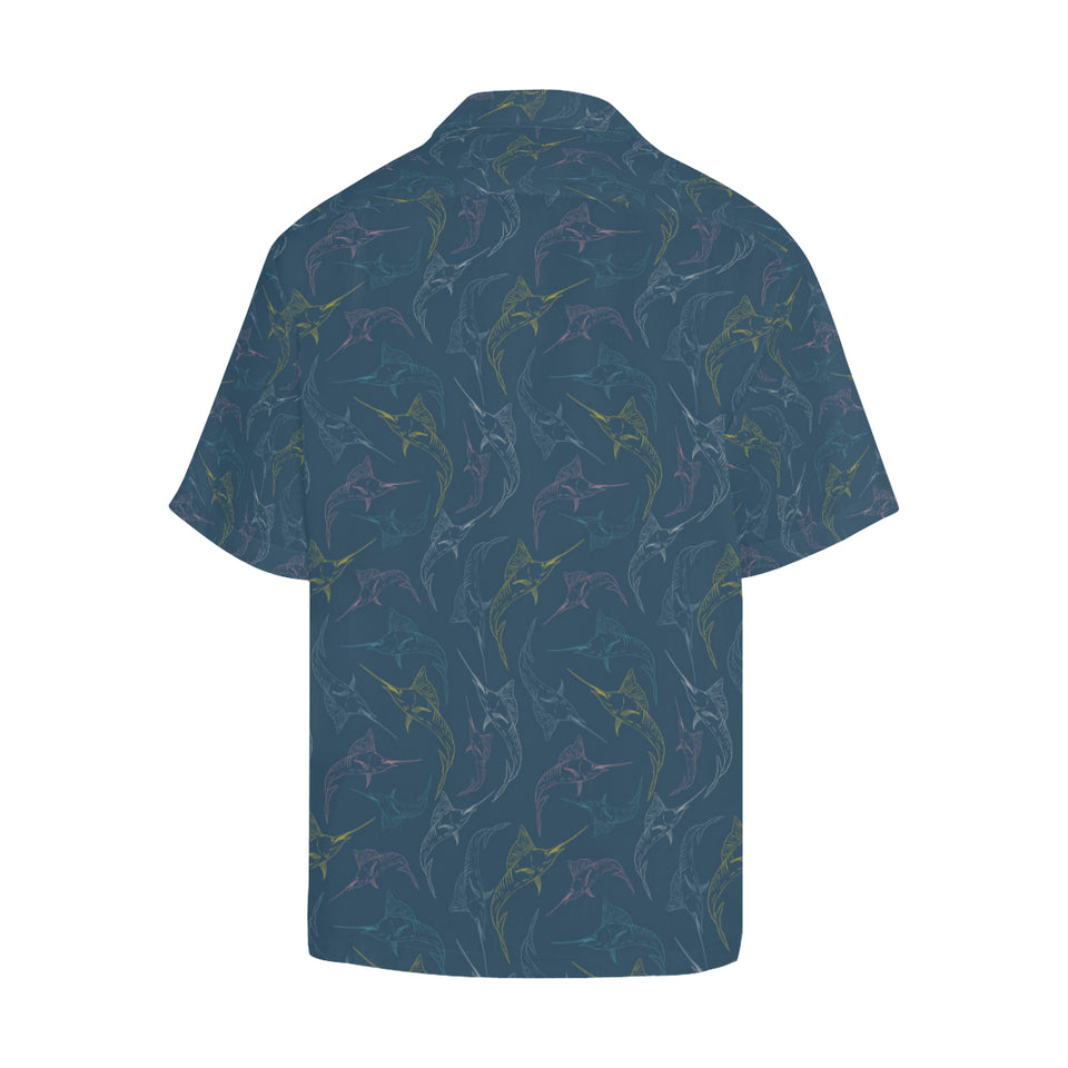 Swordfish Pattern Print Design 02 Men's All Over Print Hawaiian Shirt (Model T58)