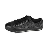 Spider web design pattern Black background white c Men's Low Top Canvas Shoes Black
