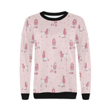 Poodle dog pink color theme Women's Crew Neck Sweatshirt