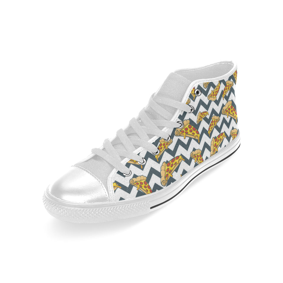 Pizza design pattern Men's High Top Canvas Shoes White