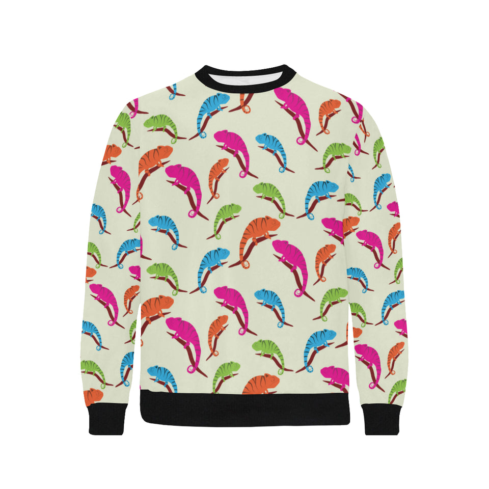 Colorful Chameleon lizard pattern Men's Crew Neck Sweatshirt