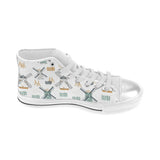 windmill pattern Women's High Top Canvas Shoes White