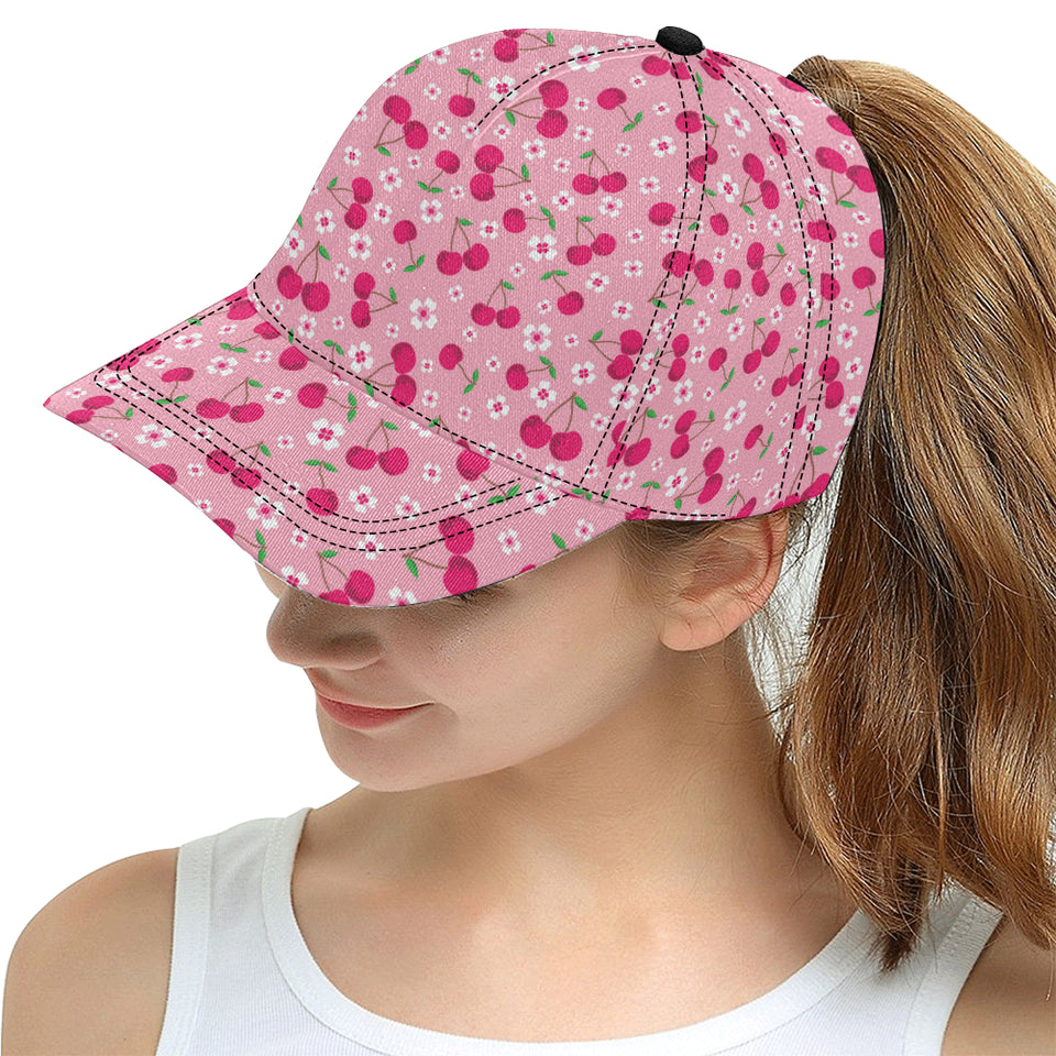 cherry flower pattern pink background All Over Print Snapback Cap