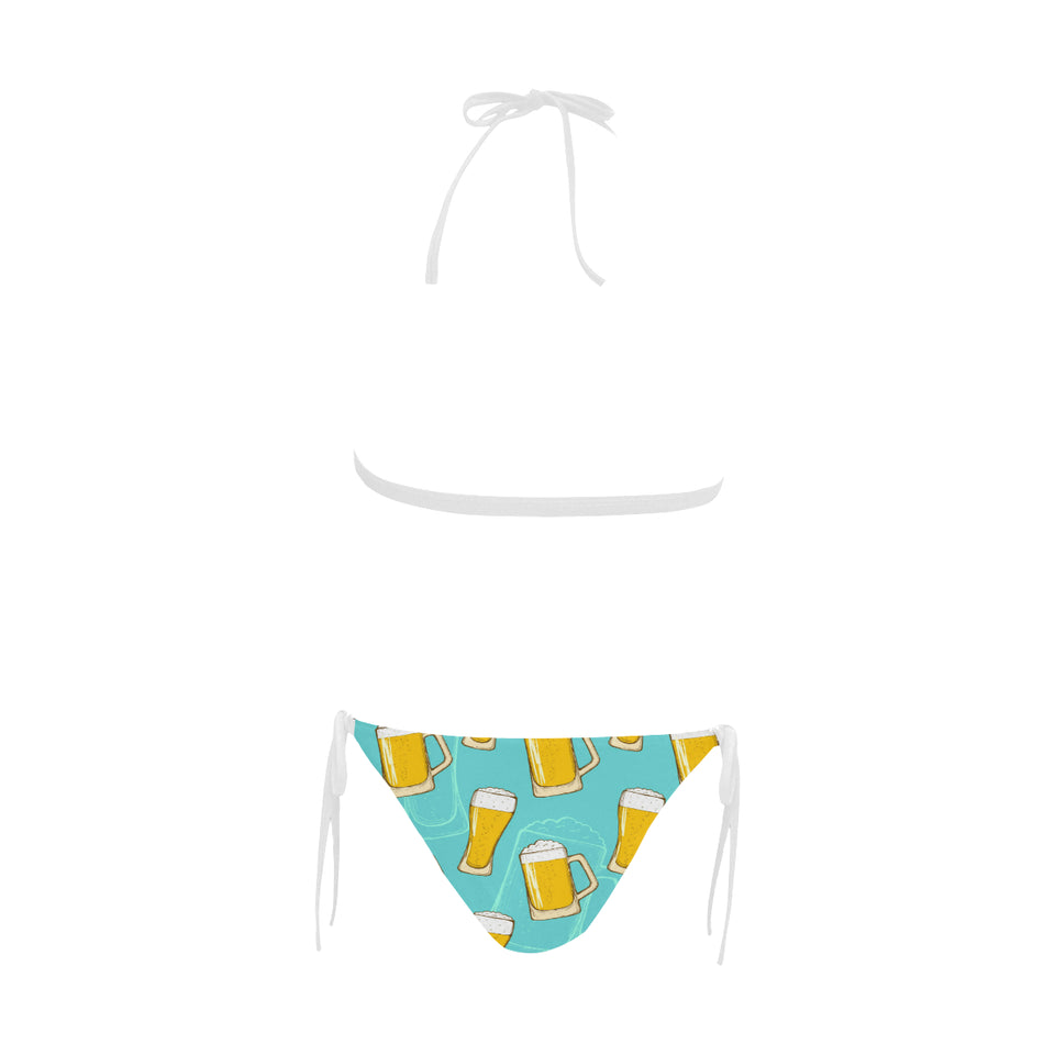 Beer pattern green background Sexy Bikinis Two-Piece Swimsuits