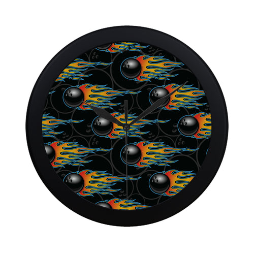 Bowling balls flame pattern Elegant Black Wall Clock