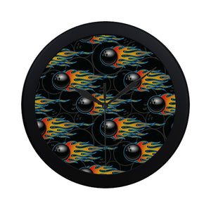 Bowling balls flame pattern Elegant Black Wall Clock