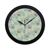 French bulldog hawaii blackground Elegant Black Wall Clock