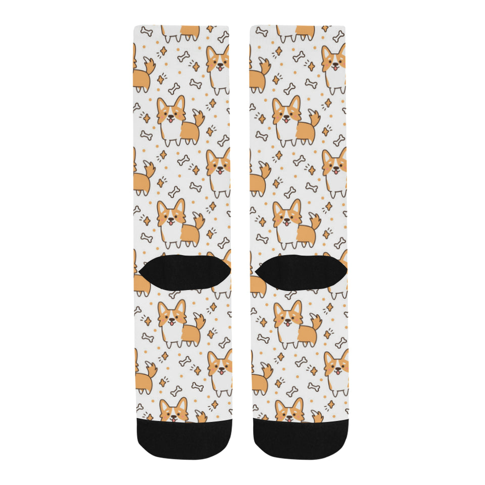 Cute corgi heart star bone pattern Crew Socks