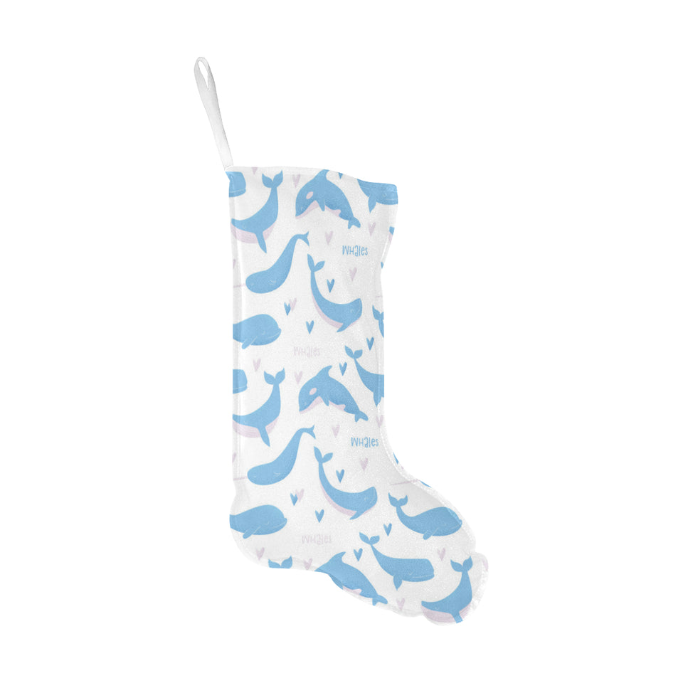 Blue whale pattern Christmas Stocking