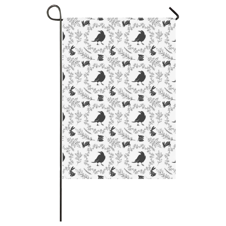 Crows floral wreath rabbit pattern House Flag Garden Flag