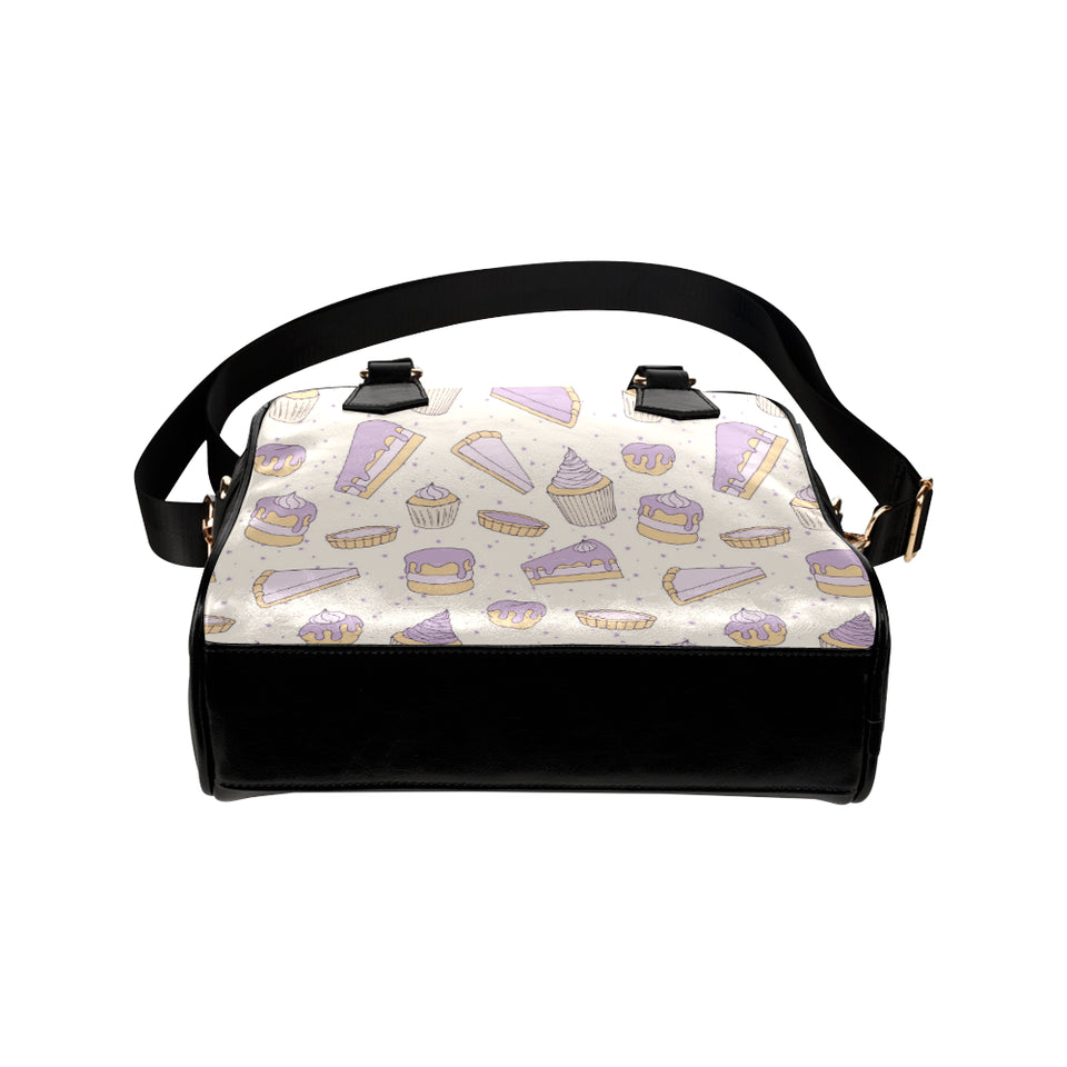 Cakes pies tarts muffins and eclairs purple bluebe Shoulder Handbag