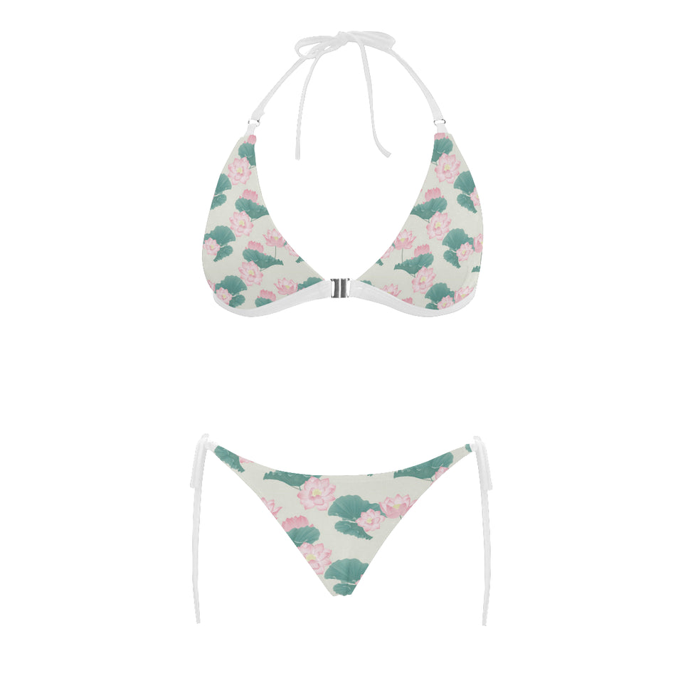 Pink lotus waterlily leaves pattern Sexy Bikinis Two-Piece Swimsuits