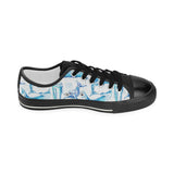 Watercolor dolphin pattern Women's Low Top Canvas Shoes Black