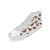 Horses running pattern background Men's High Top Canvas Shoes White
