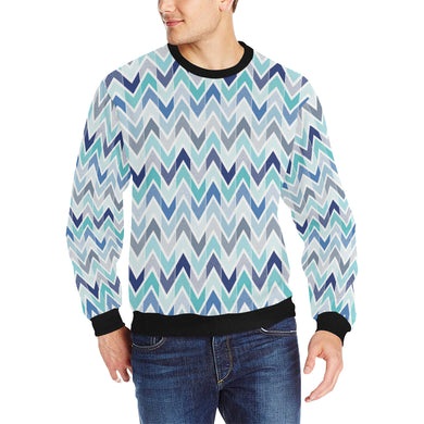 zigzag  chevron blue pattern Men's Crew Neck Sweatshirt