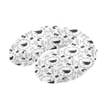 Crows floral wreath rabbit pattern U-Shaped Travel Neck Pillow