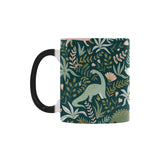 dinosaurs tropical leaves flower pattern Morphing Mug Heat Changing Mug