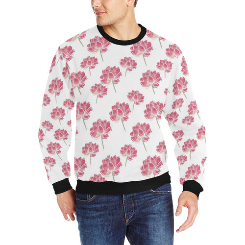 Pink lotus waterlily pattern Men's Crew Neck Sweatshirt