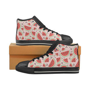 Watermelon pattern Women's High Top Canvas Shoes Black