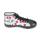 cherry pattern white background Men's High Top Canvas Shoes Black