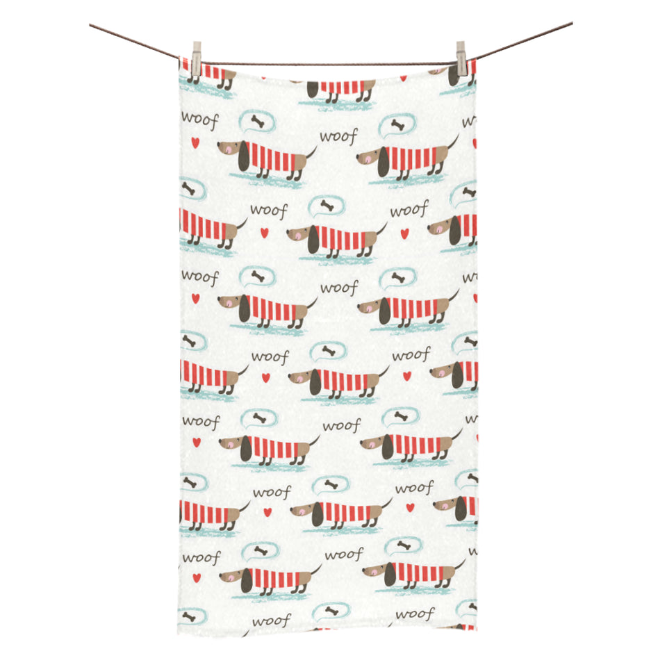 Cute dachshund bone pattern Bath Towel