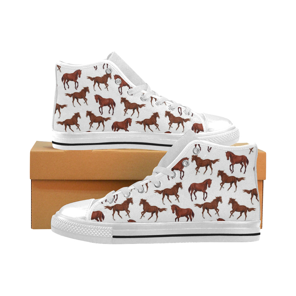 Horses running pattern background Men's High Top Canvas Shoes White