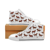 Horses running pattern background Men's High Top Canvas Shoes White