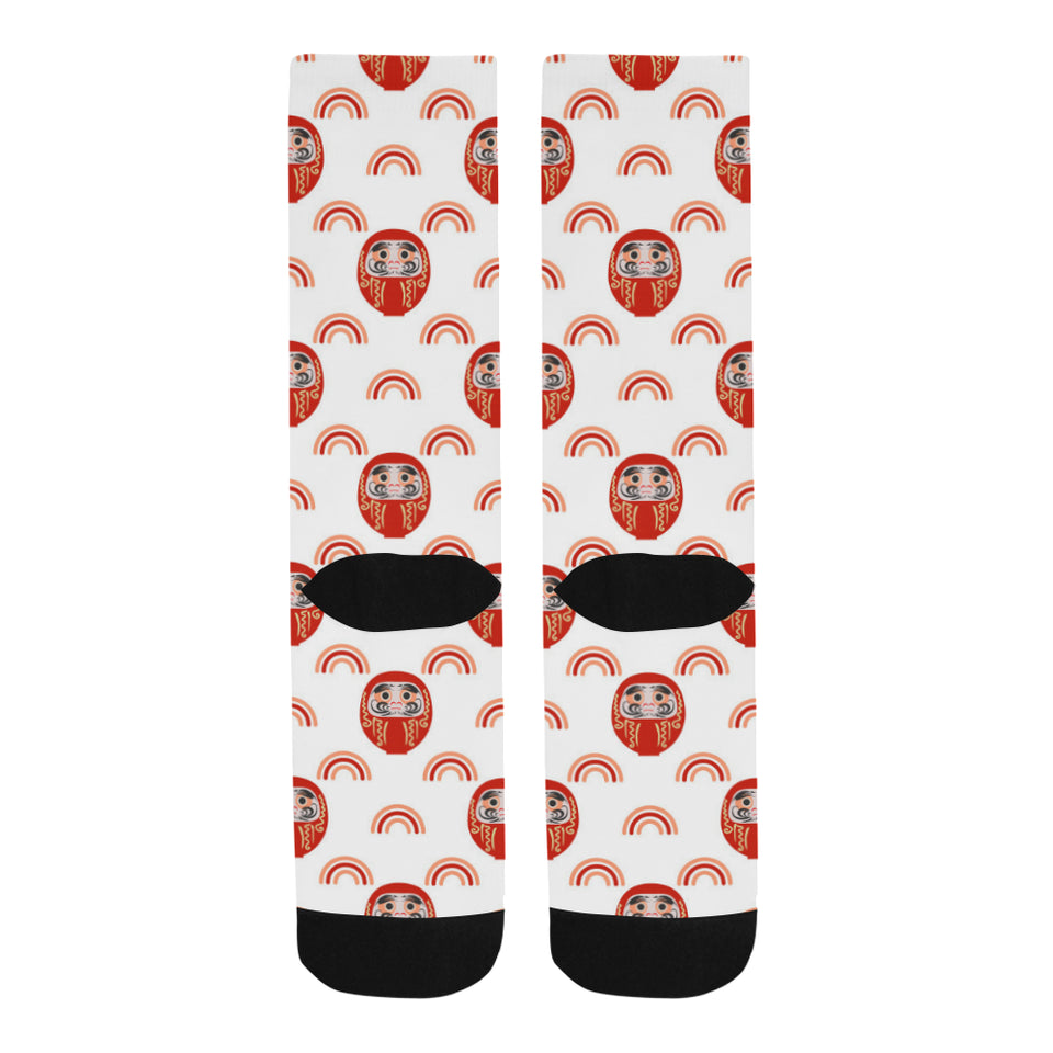 Daruma japanese wooden doll design pattern Crew Socks