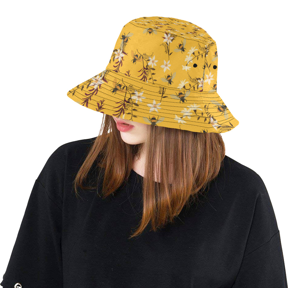 Bee flower pattern Unisex Bucket Hat