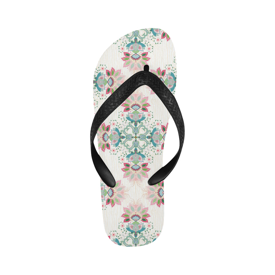 Square floral indian flower pattern Unisex Flip Flops