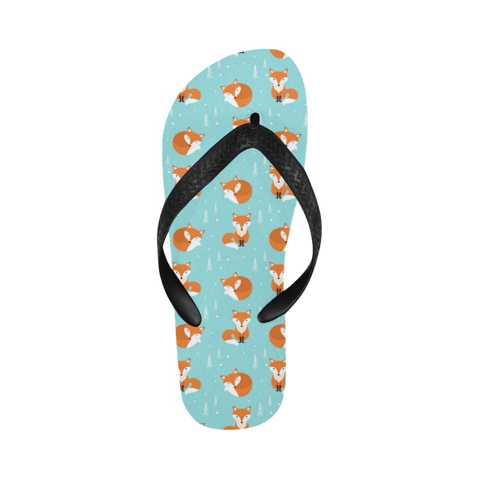 Fox pattern blue b ackground Unisex Flip Flops