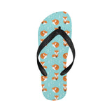 Fox pattern blue b ackground Unisex Flip Flops