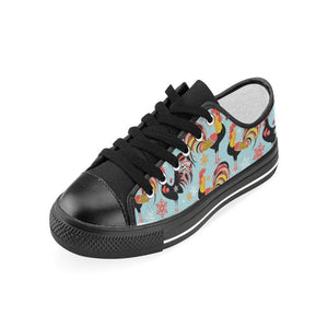 Rooster chicken cock snowfalke Kids' Boys' Girls' Low Top Canvas Shoes Black