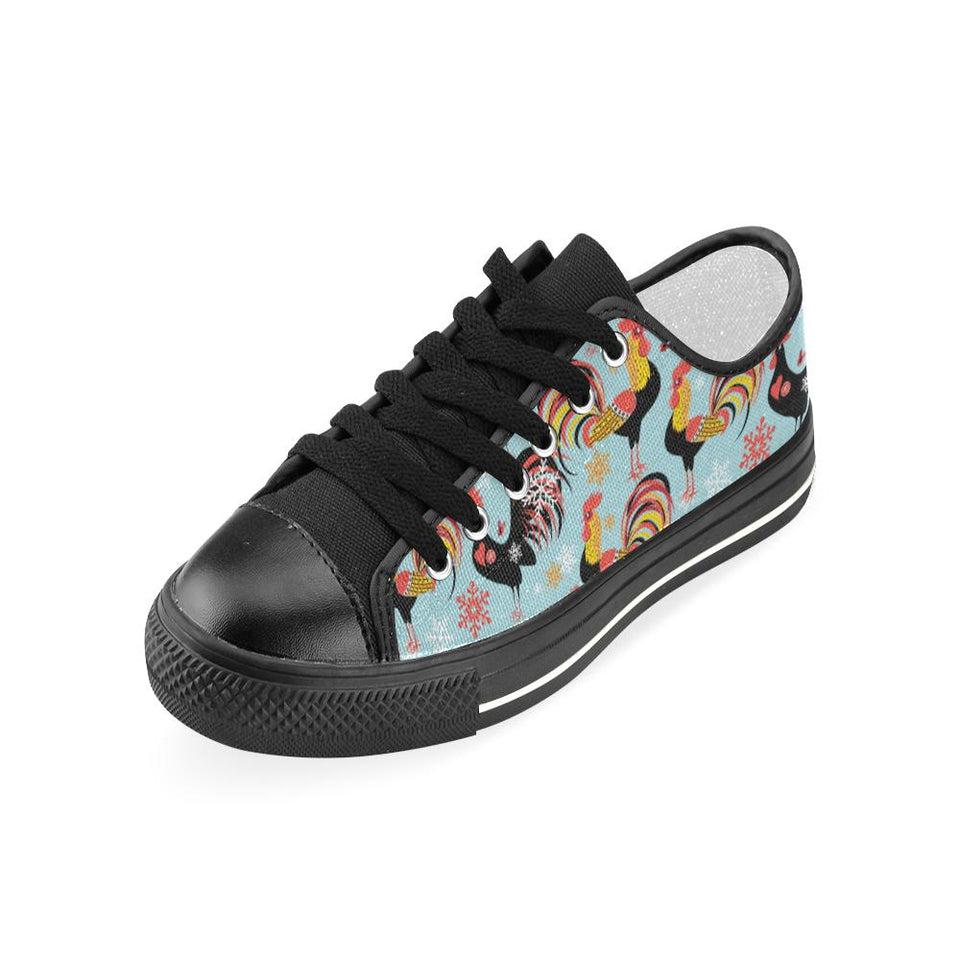Rooster chicken cock snowfalke Kids' Boys' Girls' Low Top Canvas Shoes Black