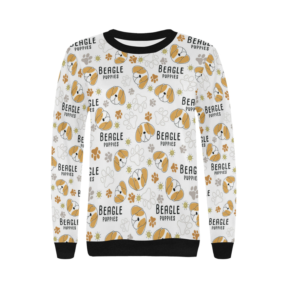 Cute beagle dog pattern background Women's Crew Neck Sweatshirt