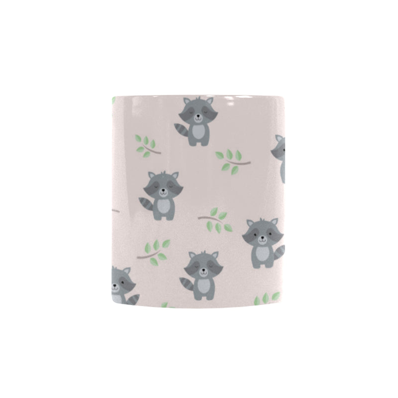 cute raccoons leaves pattern Morphing Mug Heat Changing Mug