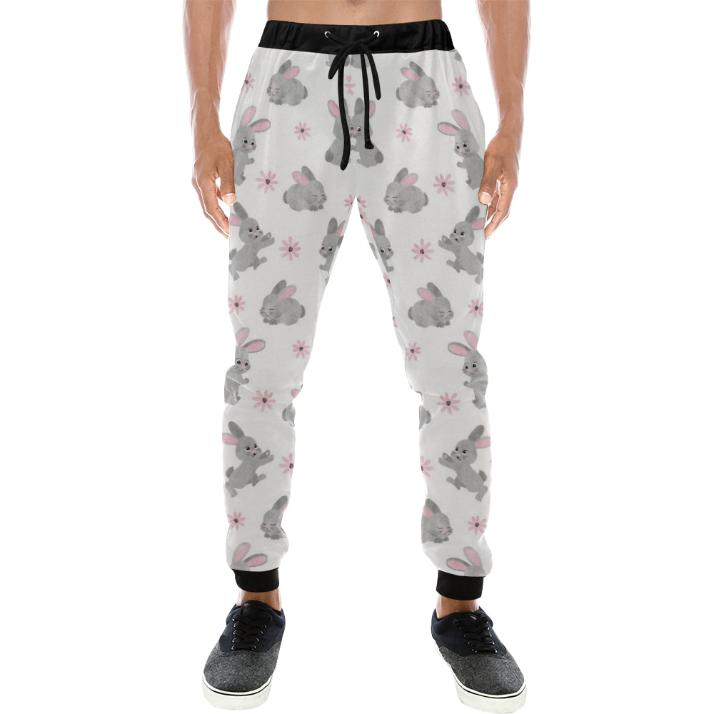 Watercolor cute rabbit pattern Unisex Casual Sweatpants